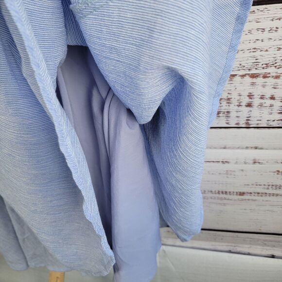 NWT LULUS YACHT ROCK BLUE AND WHITE STRIPED SIZE XL OFF THE SHOULDER DRESS - Picture 5 of 12